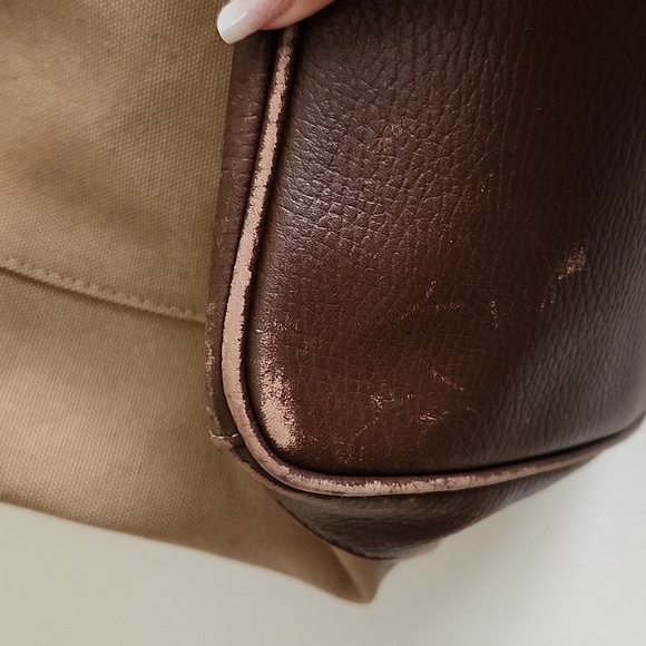 Ellington Unisex Sling Assistant Backpack Khaki Canvas/Brown leather Trim - Picture 4 of 12